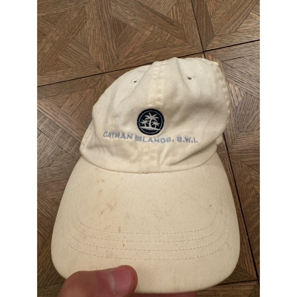 Vintage Gear For Sports Cayman Islands BWI Hat Cream Cotton Elastic Back Cap 8